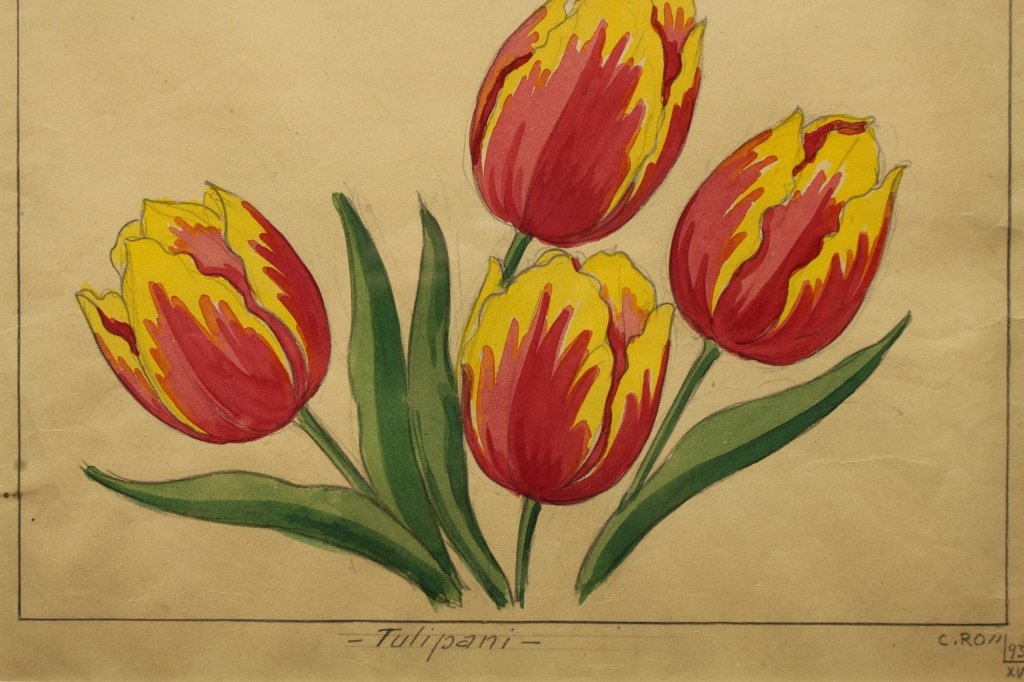 Carla Rossi (Italian early 20th C.) "Tulips" (1 of 3)