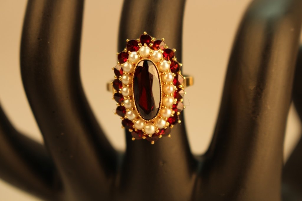 Oval Garnet & Pearl Ring (1 of 5)