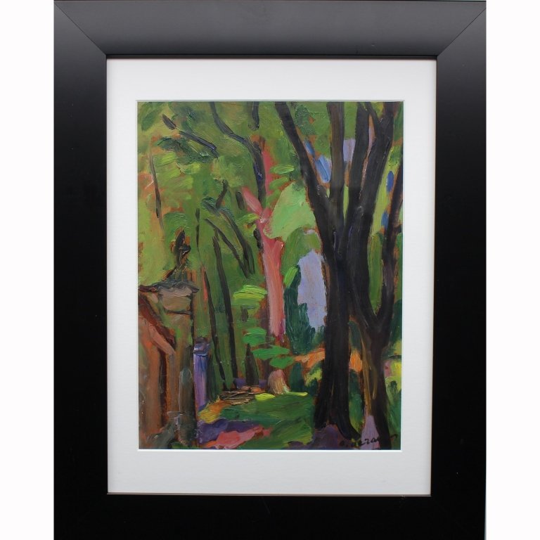 After Andre Derain (French 1880 - 1954) Landscape: After Andre Derain (French 1880 - 1954) Landscape with trees. Signed lower right. Sight Size: 12.5 x 9.25 inches. Oil on panel.