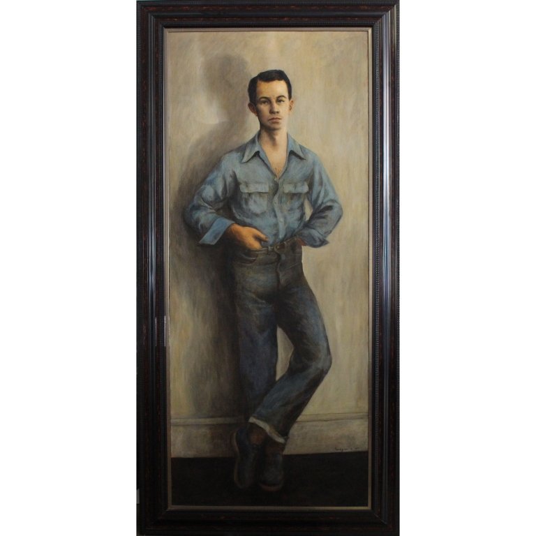 Large 1954 Signed Oil/Canvas Portrait of a Boy (1 of 6)
