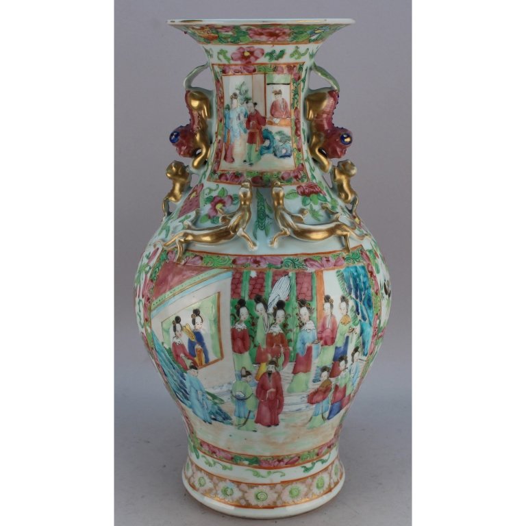 19th C. Chinese Rose Mandarin Porcelain Vase (1 of 5)