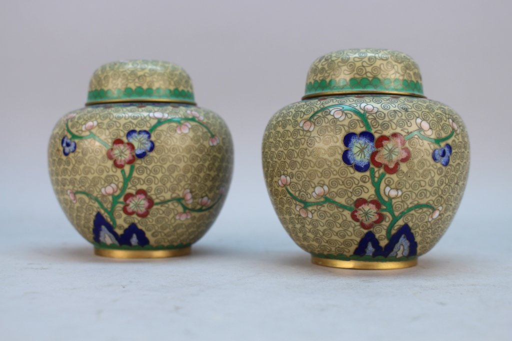 Antique Chinese Cloisonne Covered Jars (1 of 6)