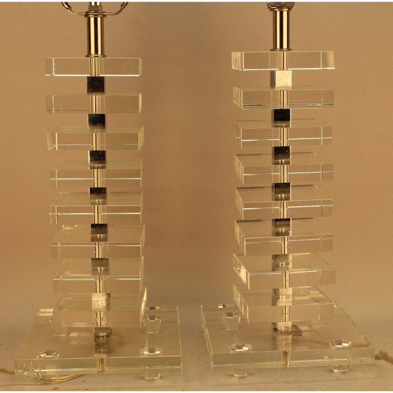 Pair of Mid Century Modern Lucite Lamps (1 of 3)