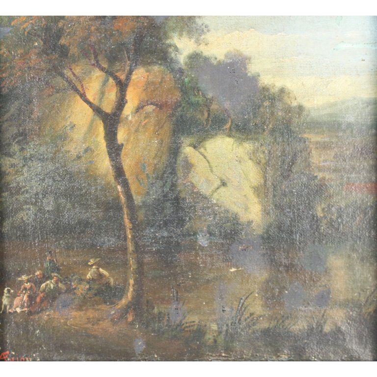Antique Old Master Style Landscape w/ Figures (1 of 3)
