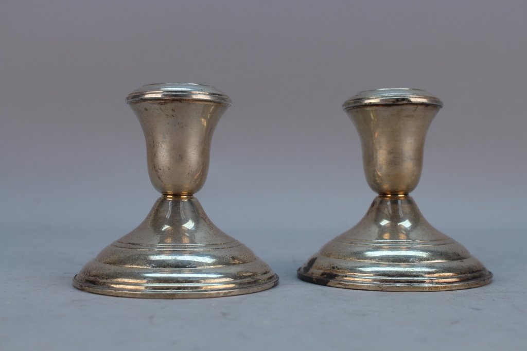 Pair of Weighted Sterling Candle Holders (1 of 4)