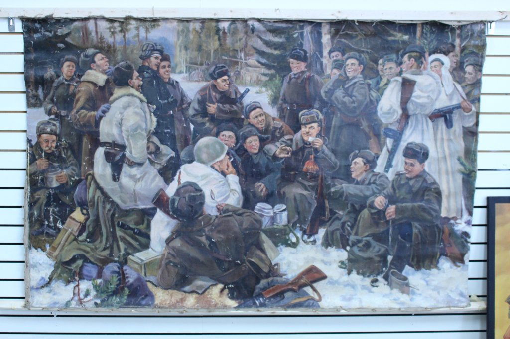 Large Unframed Russian School Painting of Cadets (1 of 6)