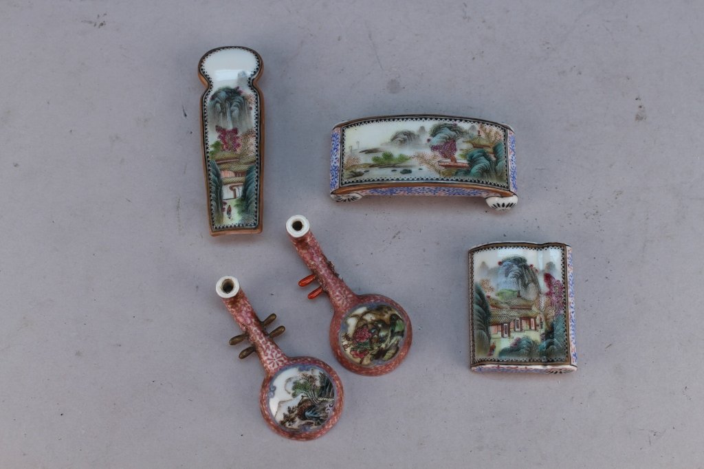 5 Piece Chinese Hand Painted Porcelain  Set (1 of 3)