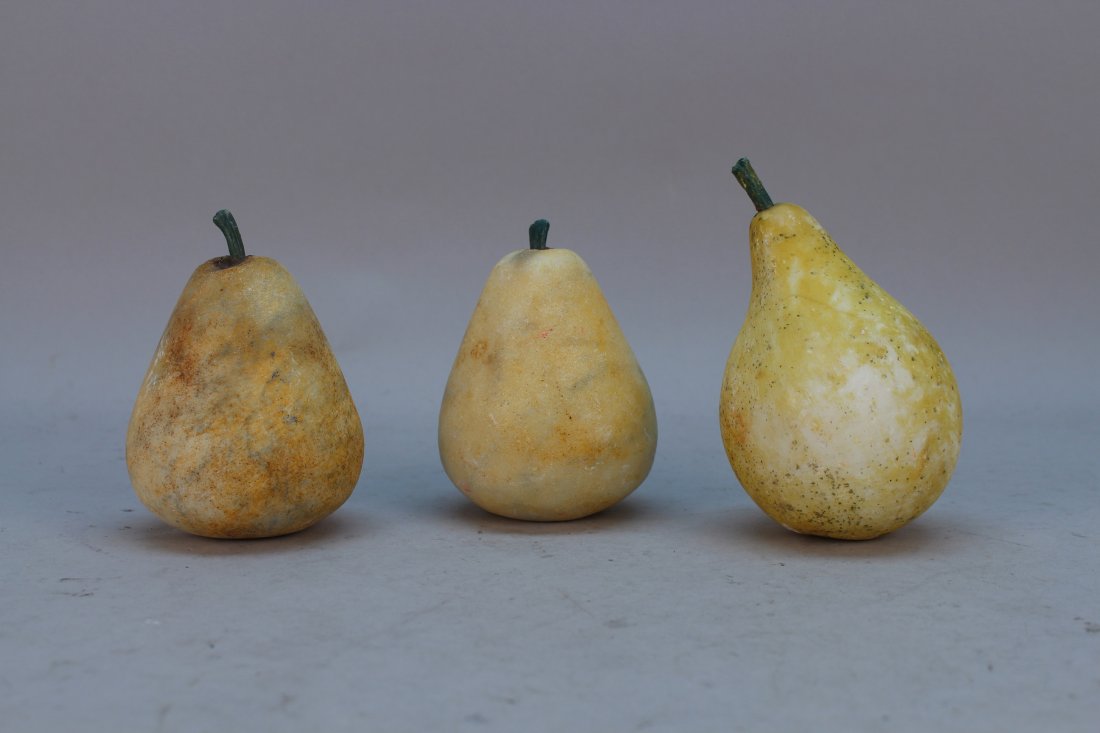 Lot of (3) Italian Carved Stone Fruit (Pears) (1 of 1)