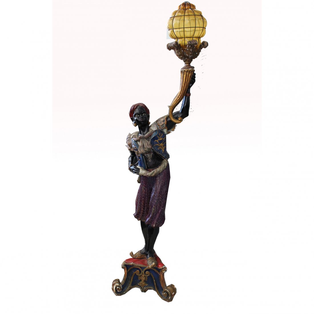 20th C. Venecian Moor, Provenance:Rudolf Nureyev: 20th Century Carved venecian Moor. Height: 84 inches. Exceptional original polychromed painted over composite moor. Comes with original provenance from Michael Mcquary (actor) stating how he acquired