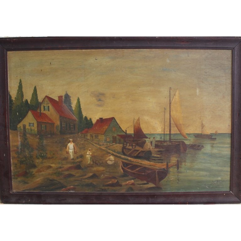 'Western Hotel Sacramento CA." Folk Art Oil/Board (1 of 8)