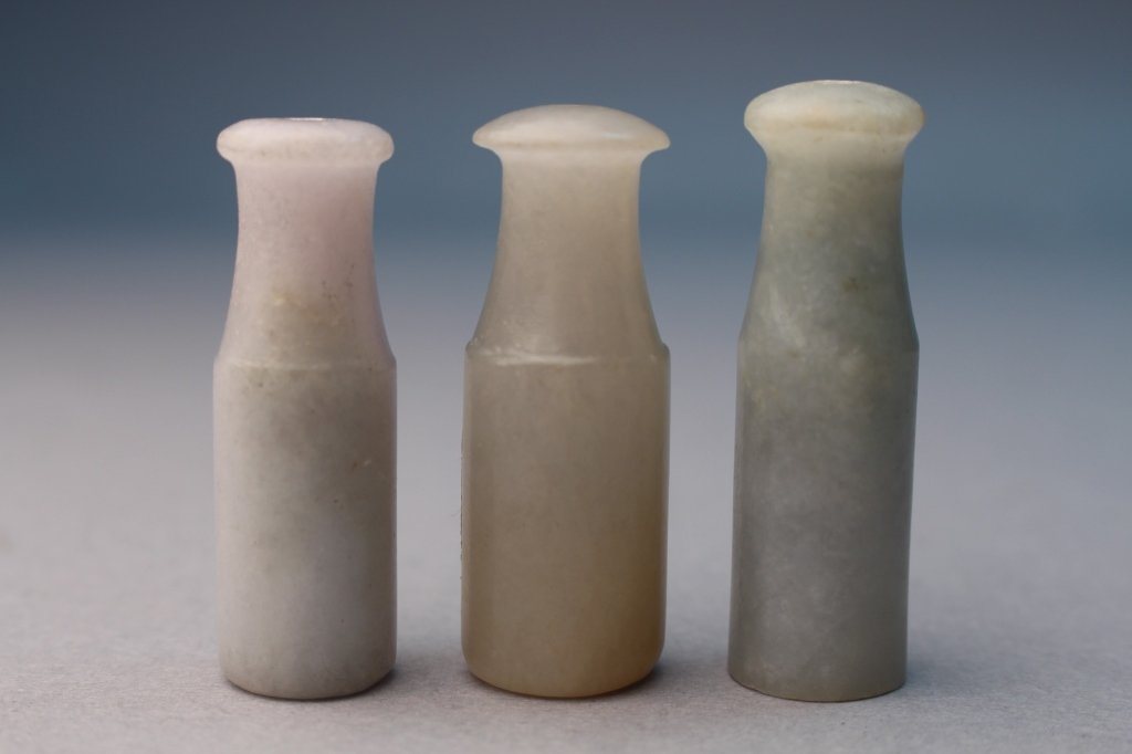 (3)Antique Chinese White Jade Cylindrical Pendants (1 of 5)