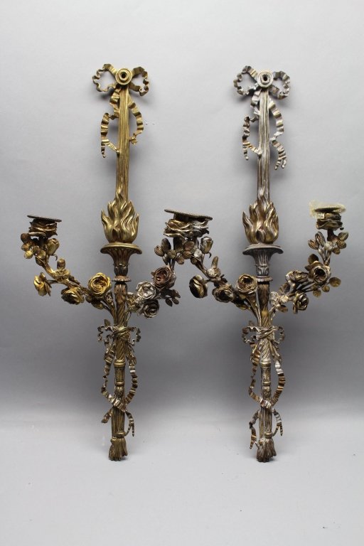 Antique Bronze 2 arm floral sconces (1 of 4)