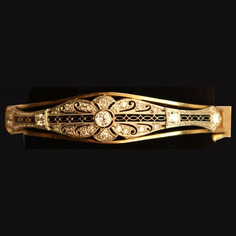Antique 1.2 kt Diamond/14k Gold Bangle (1 of 4)