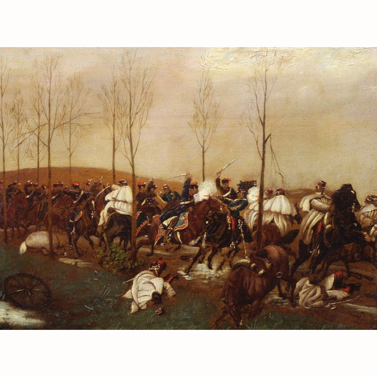 European Battle Scene on Board: European Battle Scene on Board. Sight Size: 10.5 x 13.5 in.