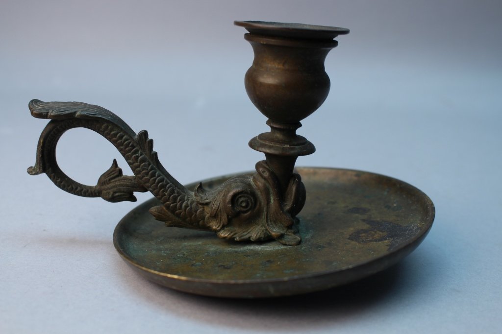 Antique Bronze Chamber Stick, Fish Form (1 of 3)
