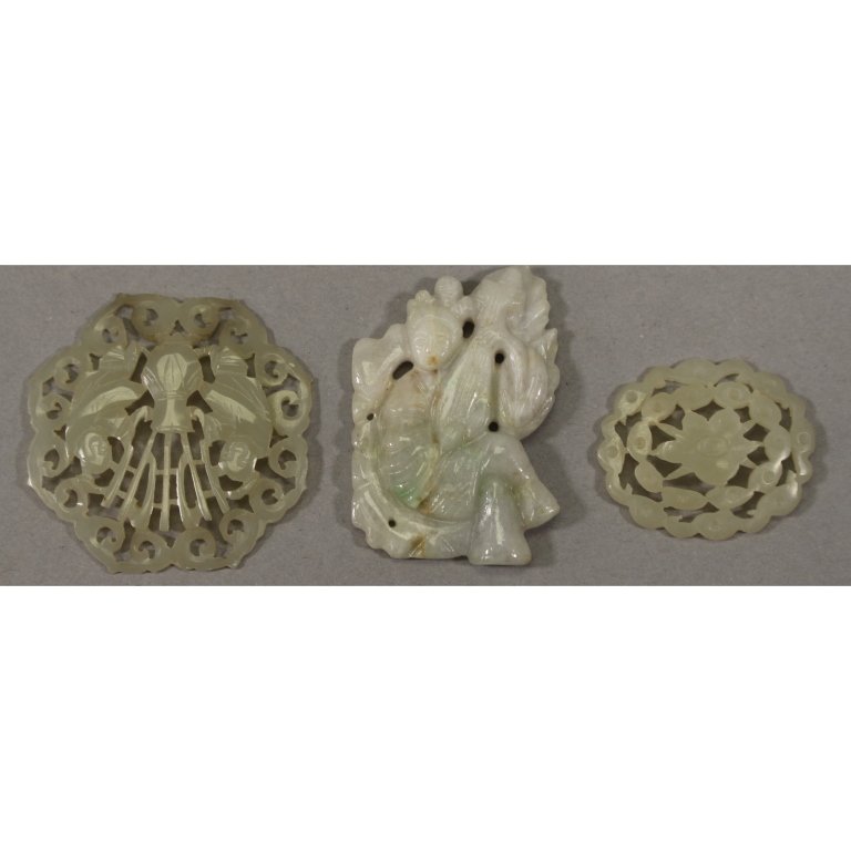(3) Chinese Carved Jade Pendants (1 of 7)