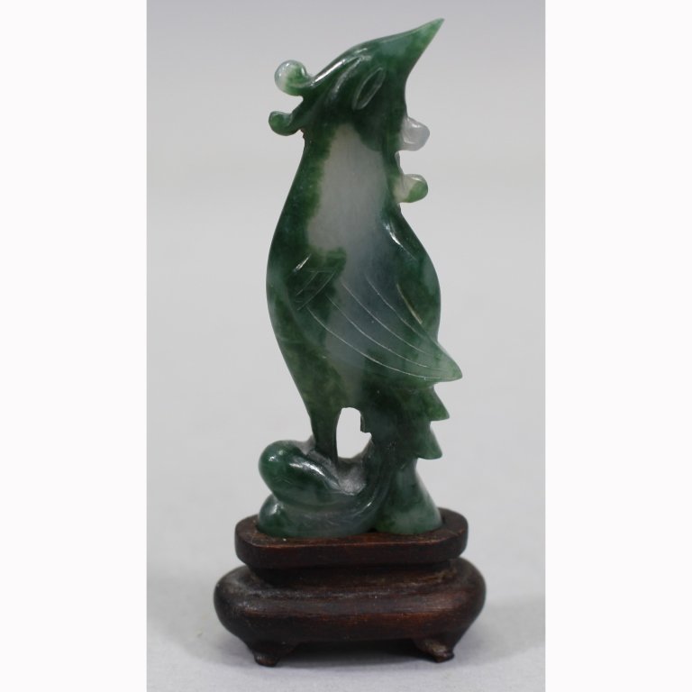 Chinese Carved White/Green Jadeite Phoenix (1 of 5)