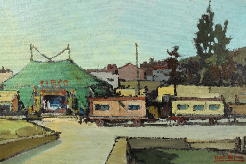 Italian School, 1950’s, circus scene, oil/canvas (1 of 5)