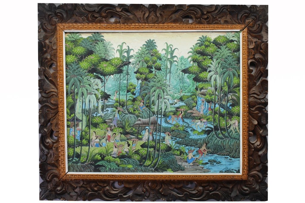 Signed 20th C. Painting of Penestanan Bali (1 of 5)