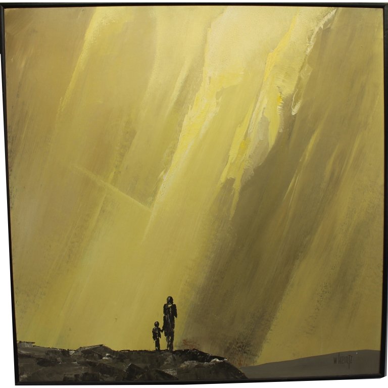 Signed 20th C. Abstract Landscape with Figures (1 of 4)