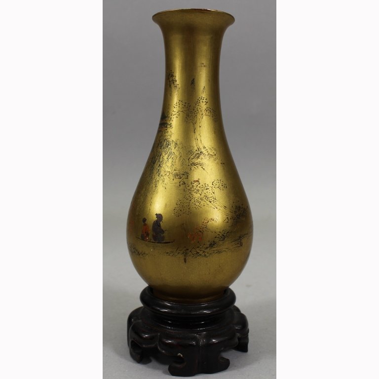 Antique Chinese Gilt Vase on Stand (1 of 4)