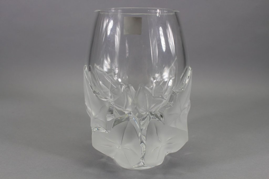 French Lalique Crystal Leaf Vase (1 of 6)