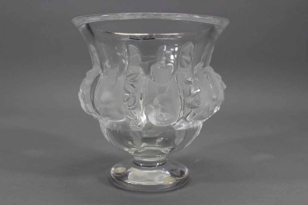 Signed Lalique Clear Crystal Dampierre Vase (1 of 6)
