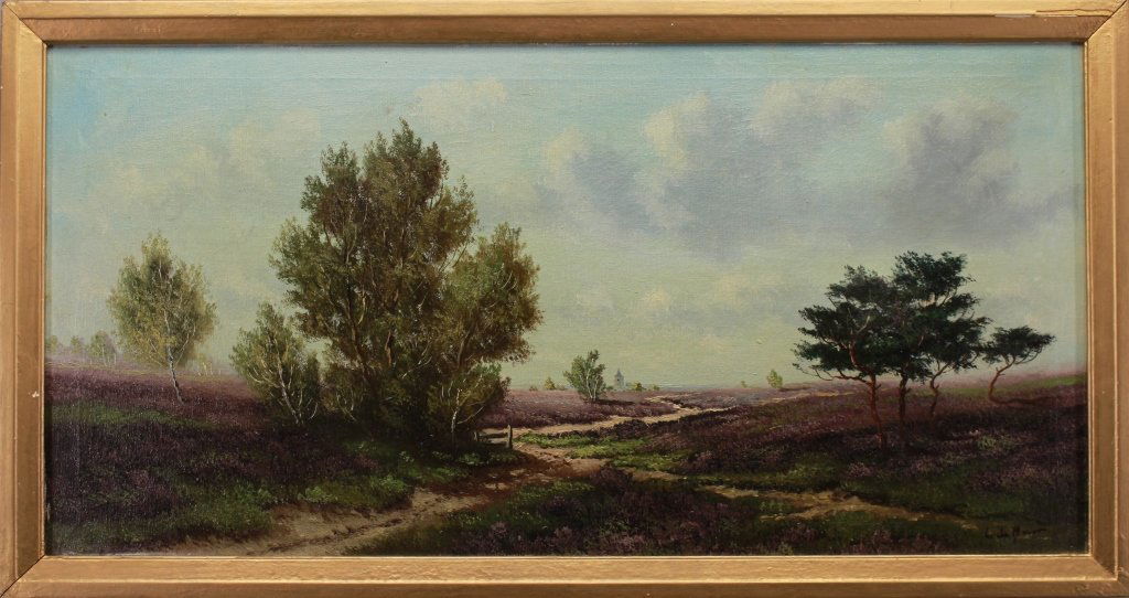French School Signed 19th C. Lavender Field (1 of 5)