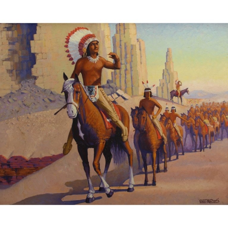 American School Signed Native American Painting (1 of 6)