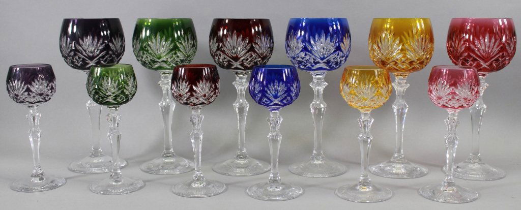 Signed Bohemian Cut to Clear Wine/Cordial Glasses (1 of 4)