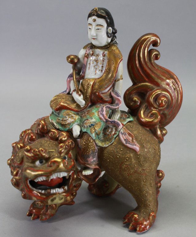 19th C. Chinese Porcelain Figure on Foo Dog (1 of 7)