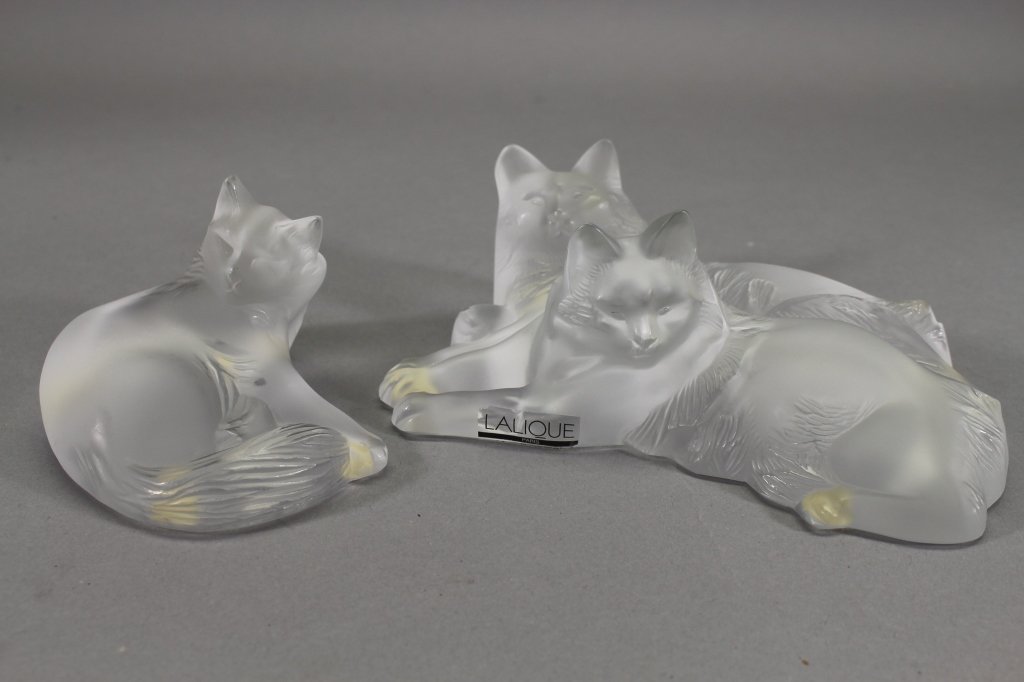 (3) French Lalique Cat Figures (1 of 5)