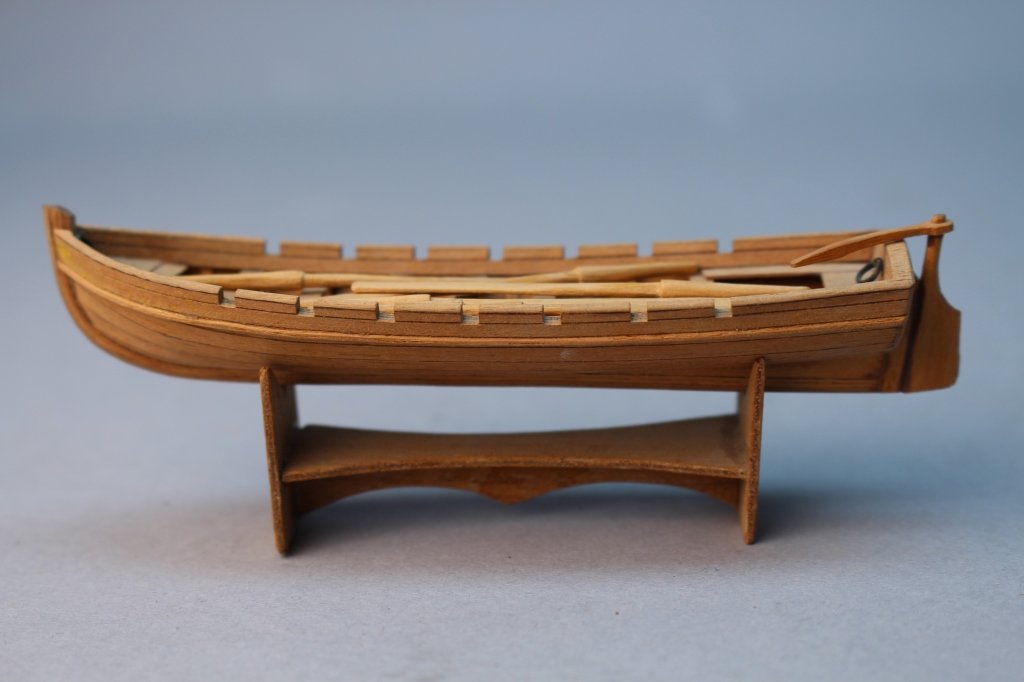 19th C. Captains GIg Model on stand: Wooden 19th C. Captains GIg Model on stand with oars.