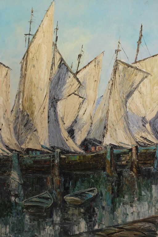 Albert Cragonie (20th C. Austrian) Harbor Scene (1 of 4)