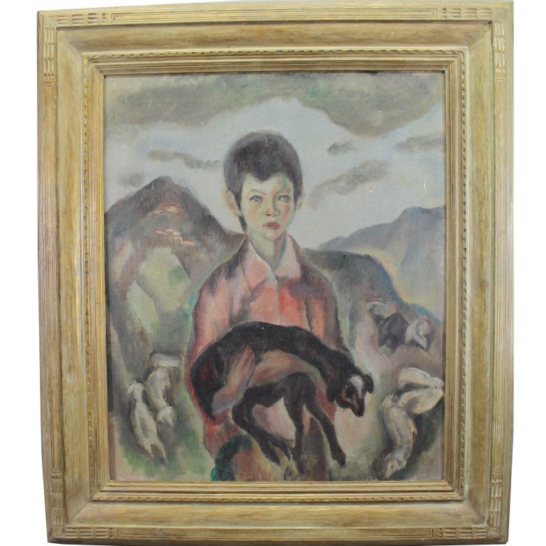 Antique American School Boy w/ Goat (1 of 6)