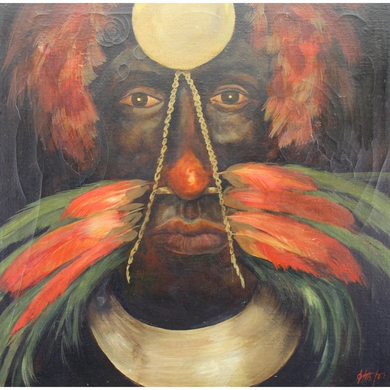 Signed 20th century Portrait of Aboriginal Man (1 of 5)