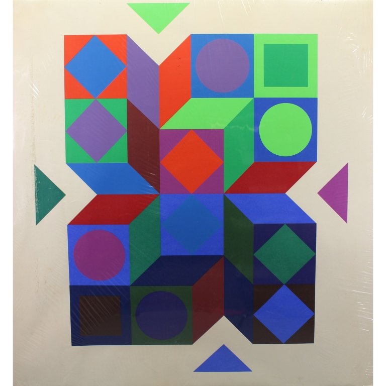 Victor Vasarely (1906 - 1997) Print: Victor Vasarely (France, Hungary, 1906 - 1997) Print, unframed. Sight Size: 29.5 x 30.5 inches.