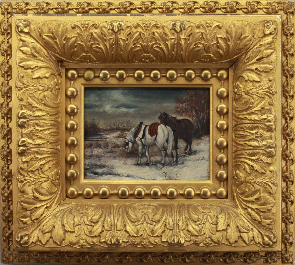 American School 19th C. Winter Landscape w/ Horses (1 of 4)