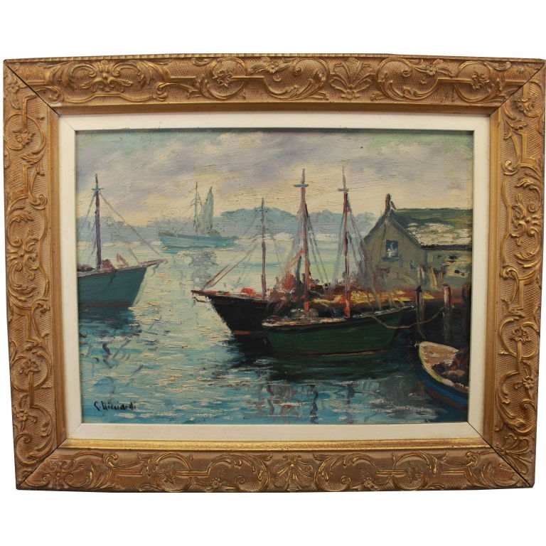 Cesare Ricciardi  (1892 - 1973) Harbor Scene (1 of 4)