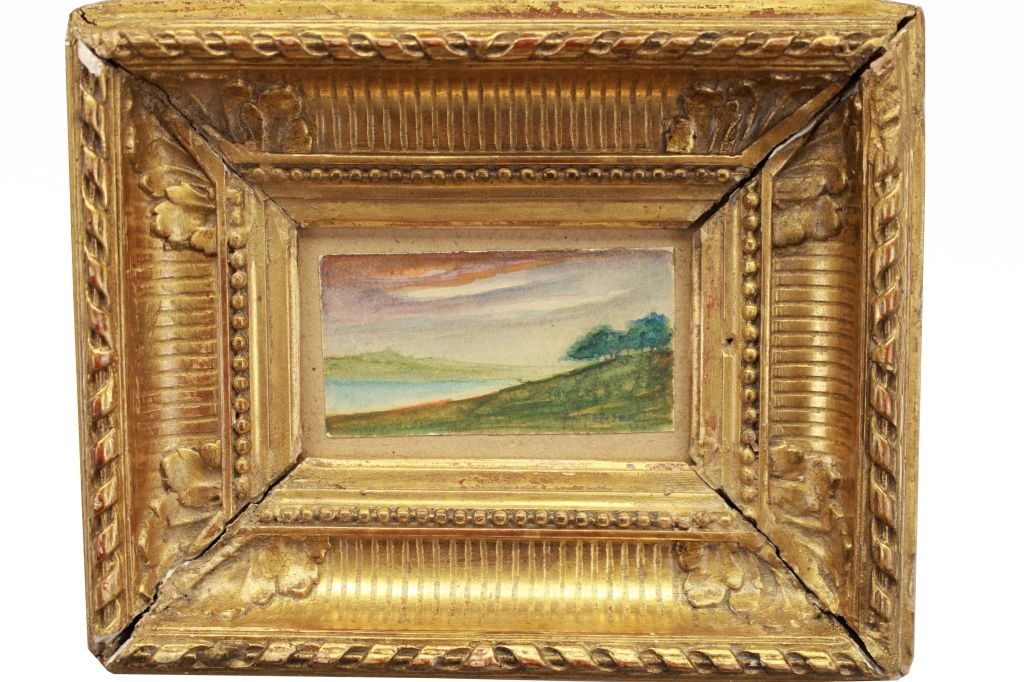 Signed Antique Landscape, Fluted Cove Frame (1 of 4)