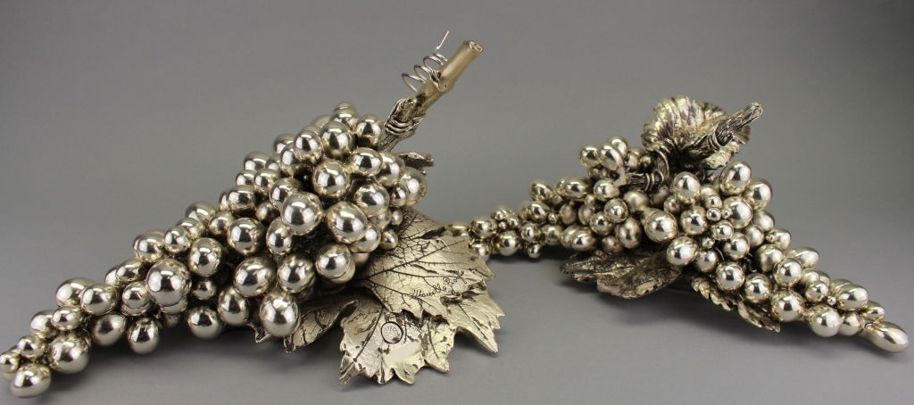 Signed Silver over Composite: Signed Silver over Composite Grape Clusters. Width: 13 in. (approx)