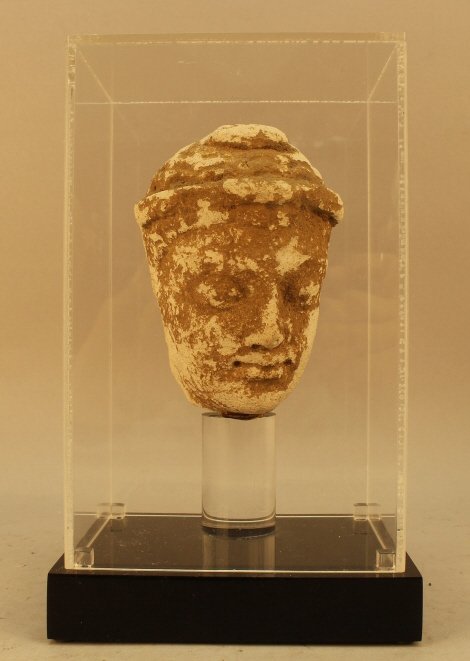 Antique Limestone Bust in Plexi-Glass Display Case (1 of 3)