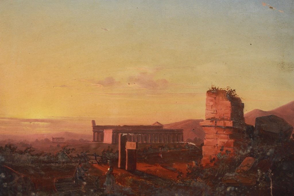 Signed 19th C. European Luminous Scene w/ Figures (1 of 5)