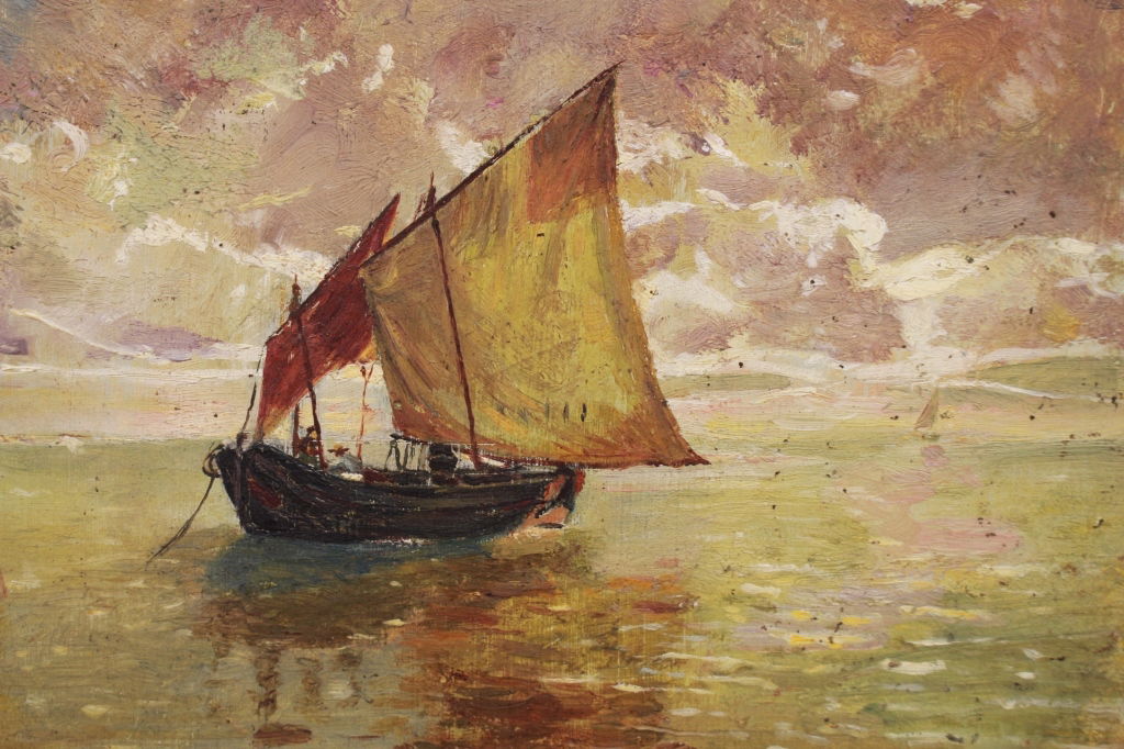20th C. Impressionist Coastal Scene w/ Sailboats (1 of 2)