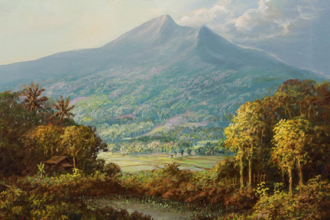 Signed 20th C. Indonesian Painting, Mount Gede: Signed 20th C. Indonesian Painting, Mount Gede. West Java Indonesia. Signed lower left. Image size: 15 x 19 inches.