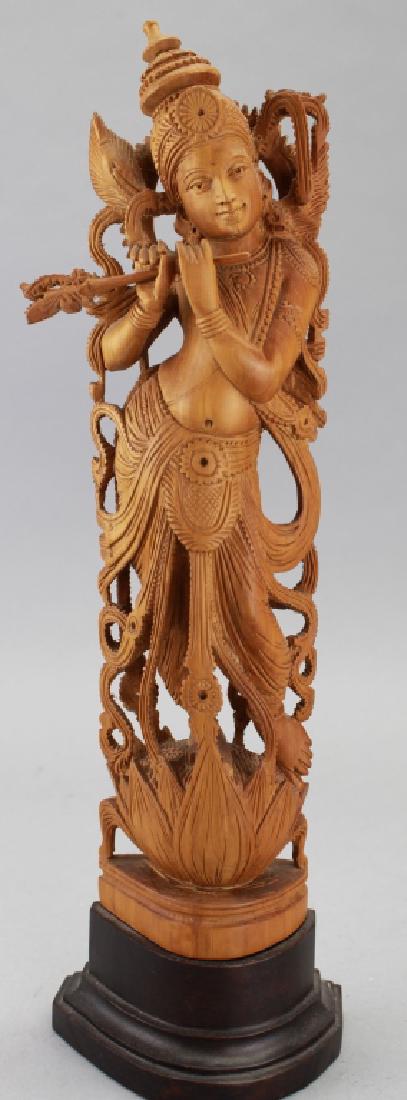 Carved Standing Buddhist Figure, Bali: Carved Wood Standing Buddhist Figure, Bali
