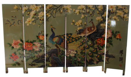 20th C. Chinese Cloisonne Enameled 6 part Screen