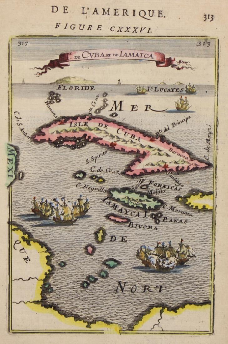 Antique Hand Colored Engraving, Map of Cuba: Antique Hand Colored Engraving, Map of Cuba and the Caribbean. Sight Size: 7 x 5 in.