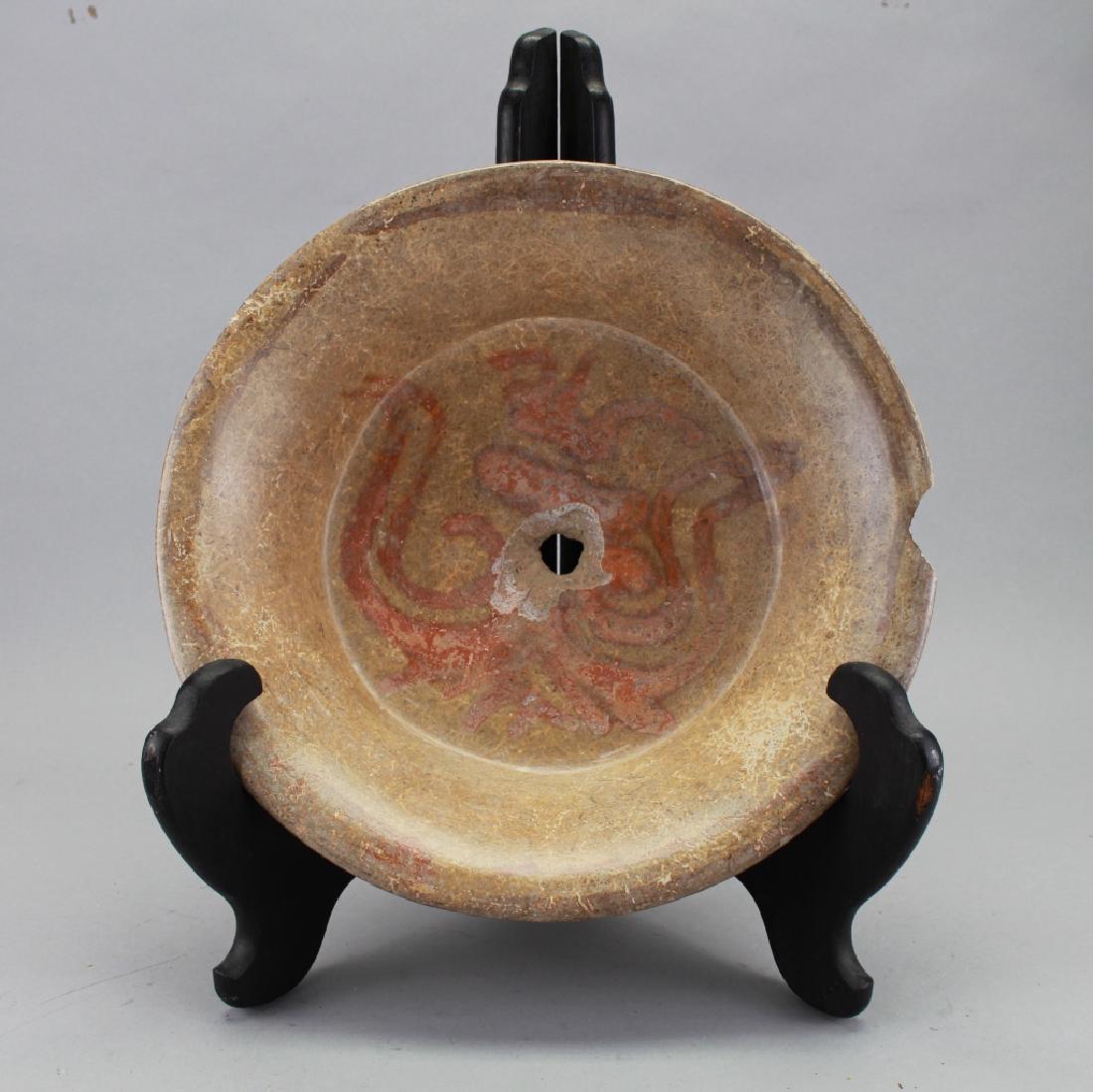 Pre Columbian Earthenware Dish, Yucatta: Pre Columbian Earthenware Dish, Yucatta. Diameter: 10.75 in.