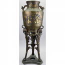 Exceptional Meiji Period Bronze/Gold Inlaid Censer